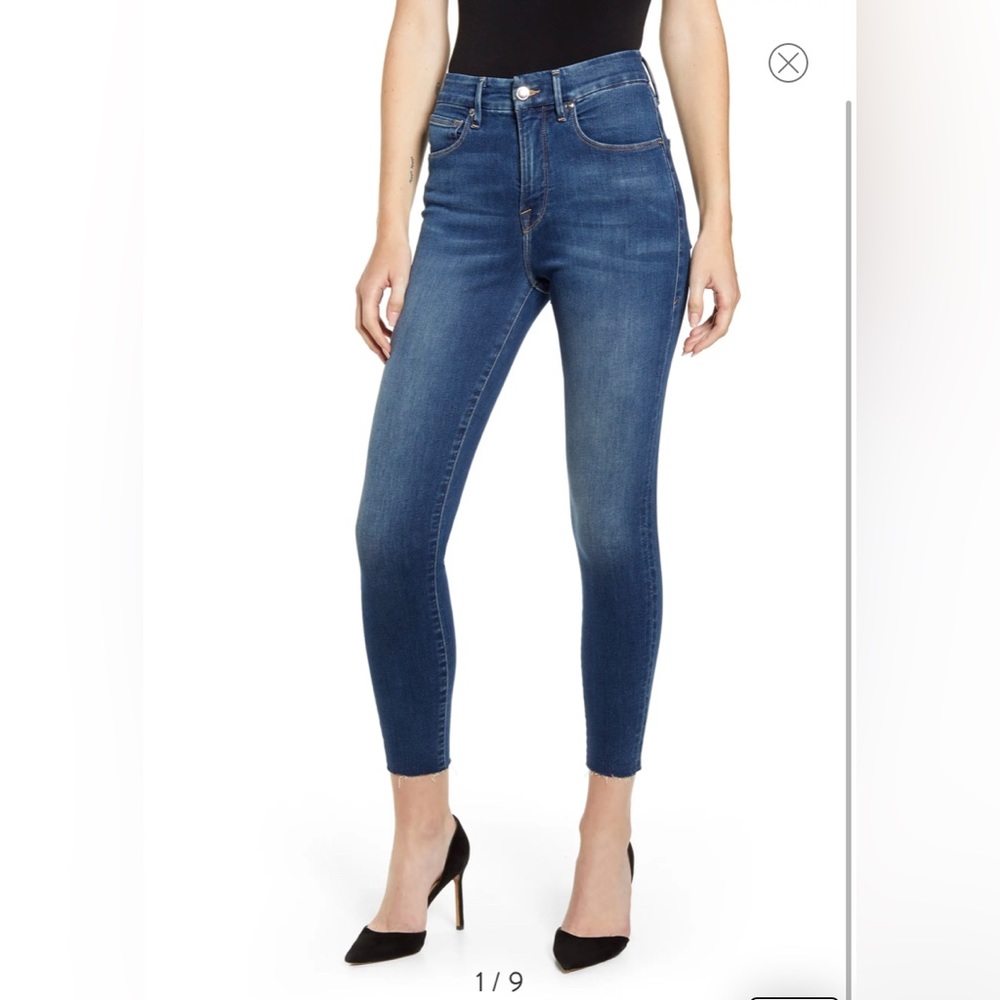 Good American Good High Waist raw Hem Ankle Skinny Jean